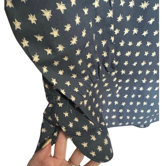 Marni Women’s Star Print Button Down Shirt Vintage Navy Cream Size IT 40 US 4 - Picture 7 of 13